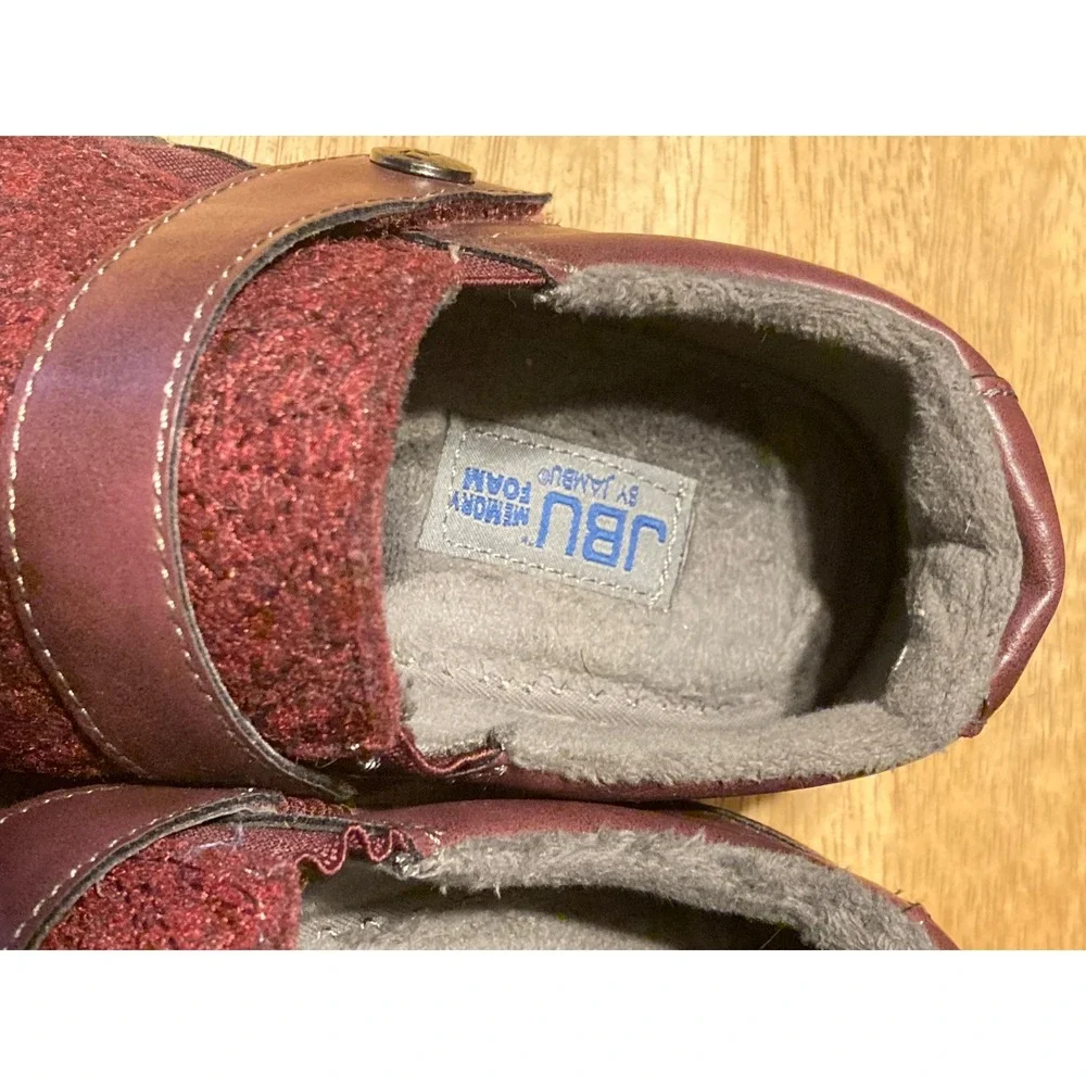 JBU by Jambu Blakely Burgundy Vegan Leather Textile Slip On Shoes Womens 8M